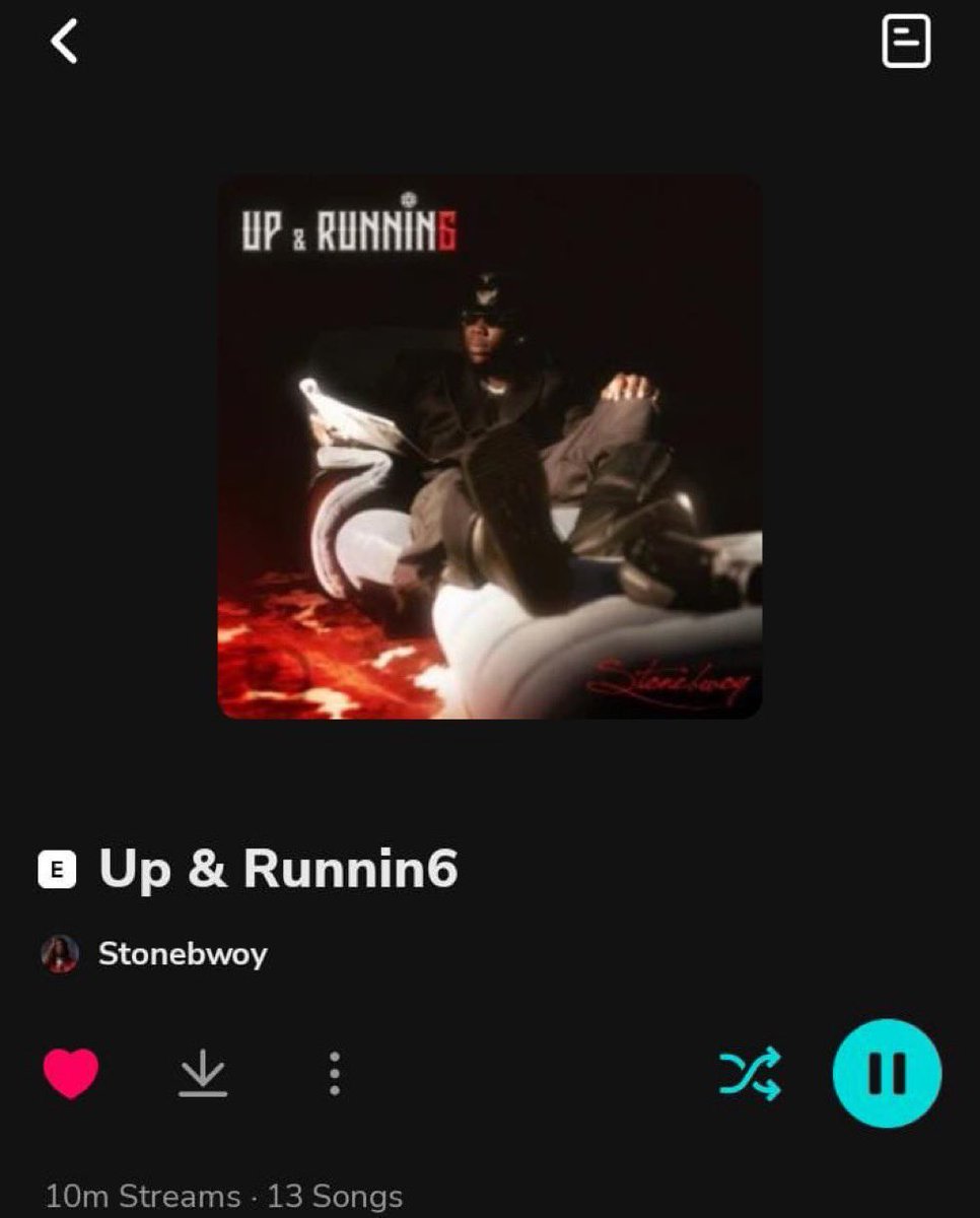 CaleBOfficial7's tweet photo. Stonebwoy’s #UpxRunnin6 Album has now surpassed 10 Million streams on @BoomplayGhana @BoomplayMusic
What’s your favorite song on the #UpxRunnin6 album?
#BhimVibez
Listen to Up & Runnin6 by Stonebwoy on Boomplay. https://t.co/HZXgxdXOZN… https://t.co/CoIezQoNjW