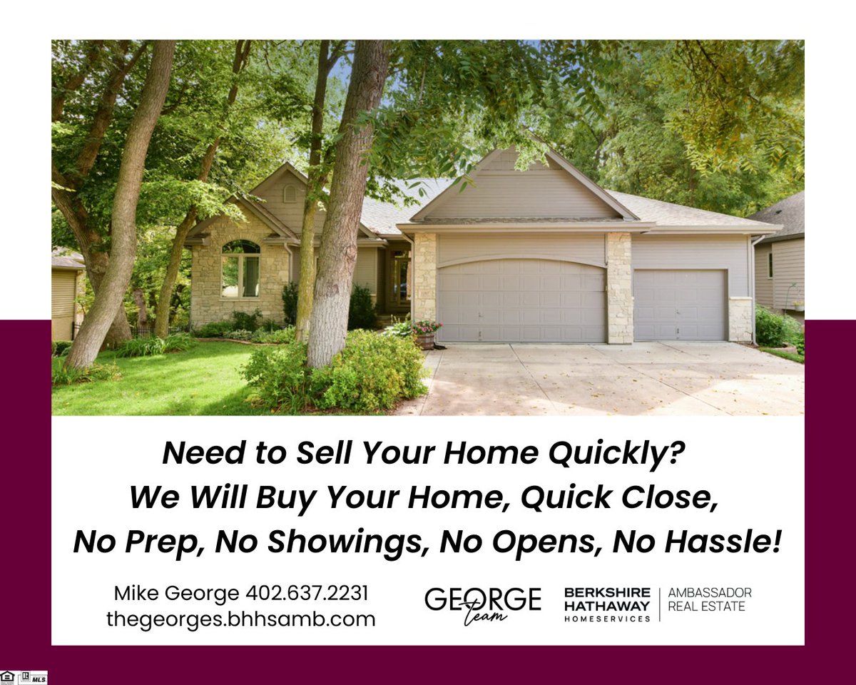 OmahaRealtorsNE's tweet image. Need to Sell Your Home Fast?💨 We’ll buy it — no prep, no showings, no open houses, no hassle! ✅

#QuickClose #EasyProcess #GeorgeTeam #OurMissionistoServeYOU #whowantstobenext #omaharealtor #BHHS