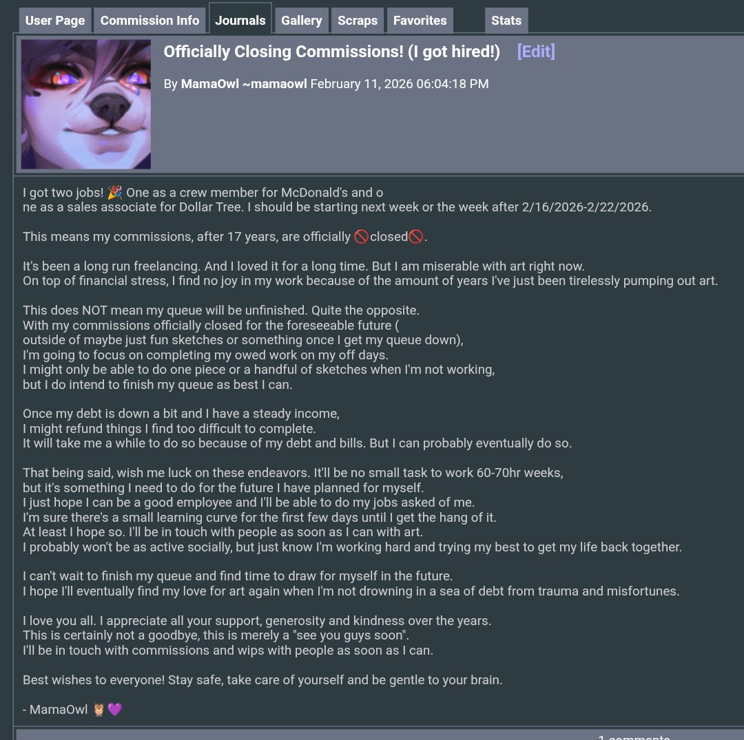 Officially Closing Commissions! (I got hired!)

furaffinity.net/journal/113076…