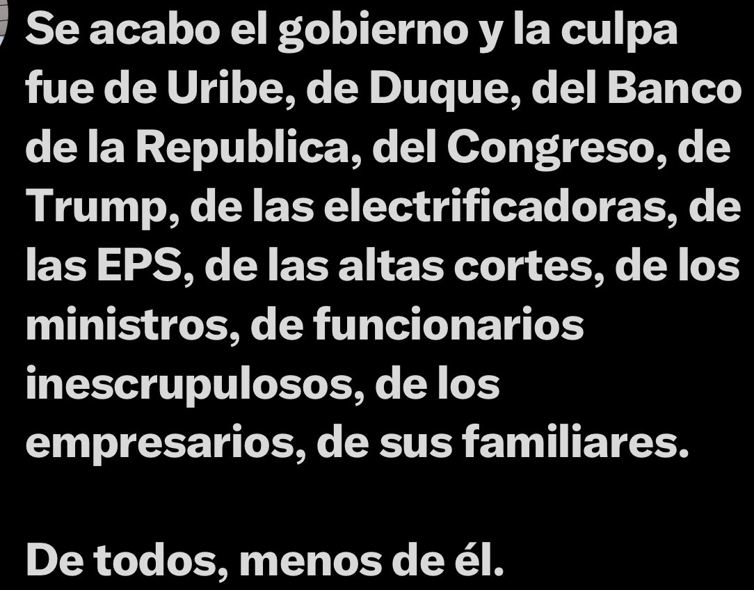 Resumen de lo que ha y está pasando ⁦<a href="/petrogustavo/">Gustavo Petro</a>⁩ <a href="/FisicoImpuro/">Físico Impuro</a> ⁦<a href="/smilelalis/">Lalis 🐆</a>⁩ ⁦<a href="/DavidRacero/">David Racero</a>⁩ ⁦<a href="/RoyBarreras/">Roy Barreras</a>⁩ ⁦<a href="/CristoBustos/">Juan Fernando Cristo</a>⁩ ⁦<a href="/GustavoBolivar/">Gustavo Bolívar</a>⁩ ⁦<a href="/MeDicenWally/">Wally.</a>⁩ ⁦<a href="/PactoHistorico/">Pacto Histórico Colombia</a>⁩ ⁦<a href="/PartidoMIRA/">Partido MIRA</a>⁩ ⁦<a href="/PoloDemocratico/">Polo Democrático Alternativo</a>⁩