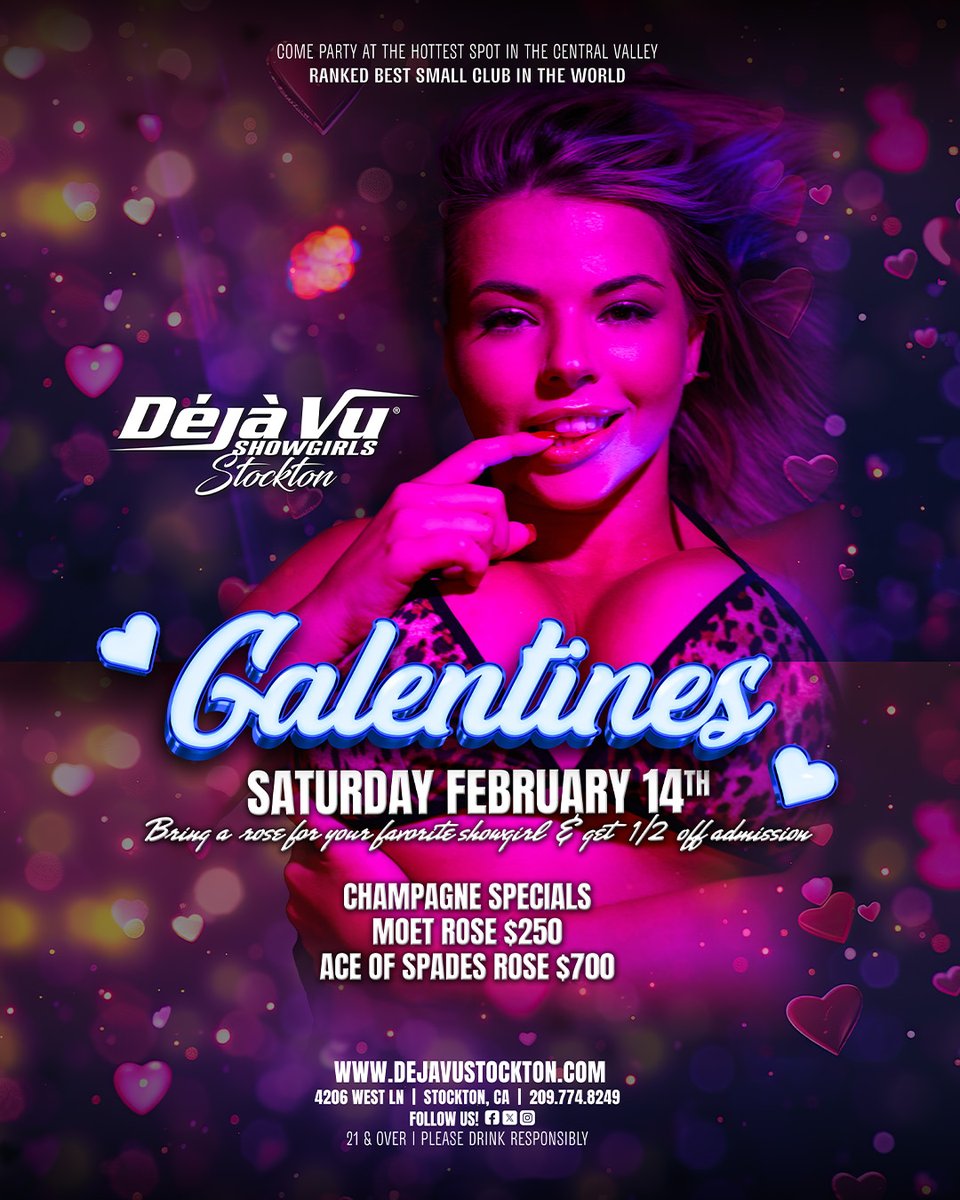 The vibe doesn’t flinch at Deja Vu Showgirls Stockton! 😉 We're open at 4pm daily!

Coming up:

❤ Galentines 2/14

Reservations, 209-774-8249
.
.
.
#TheFinest #StocktonNightlife #BestOfStockton #StocktonAfterDark #StocktonEvents