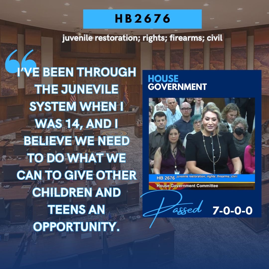 AZHouseDems's tweet image. HB2676 introduces a more fair process for restoring rights for juveniles who have served in the criminal justice system. It helps them better enter adulthood and be more productive going forward. Congratulations Rep. Alma Hernandez for advancing HB2676. #azleg