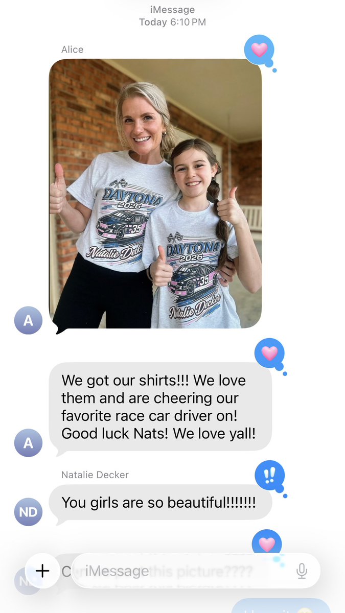 NatalieRacing's tweet photo. My heart is so full with so much love and support 💙 meet my favorite neighbors ever! Daytona apparel is available on my website shop https://t.co/MHBxlhxKwy https://t.co/CX8Psbk10b