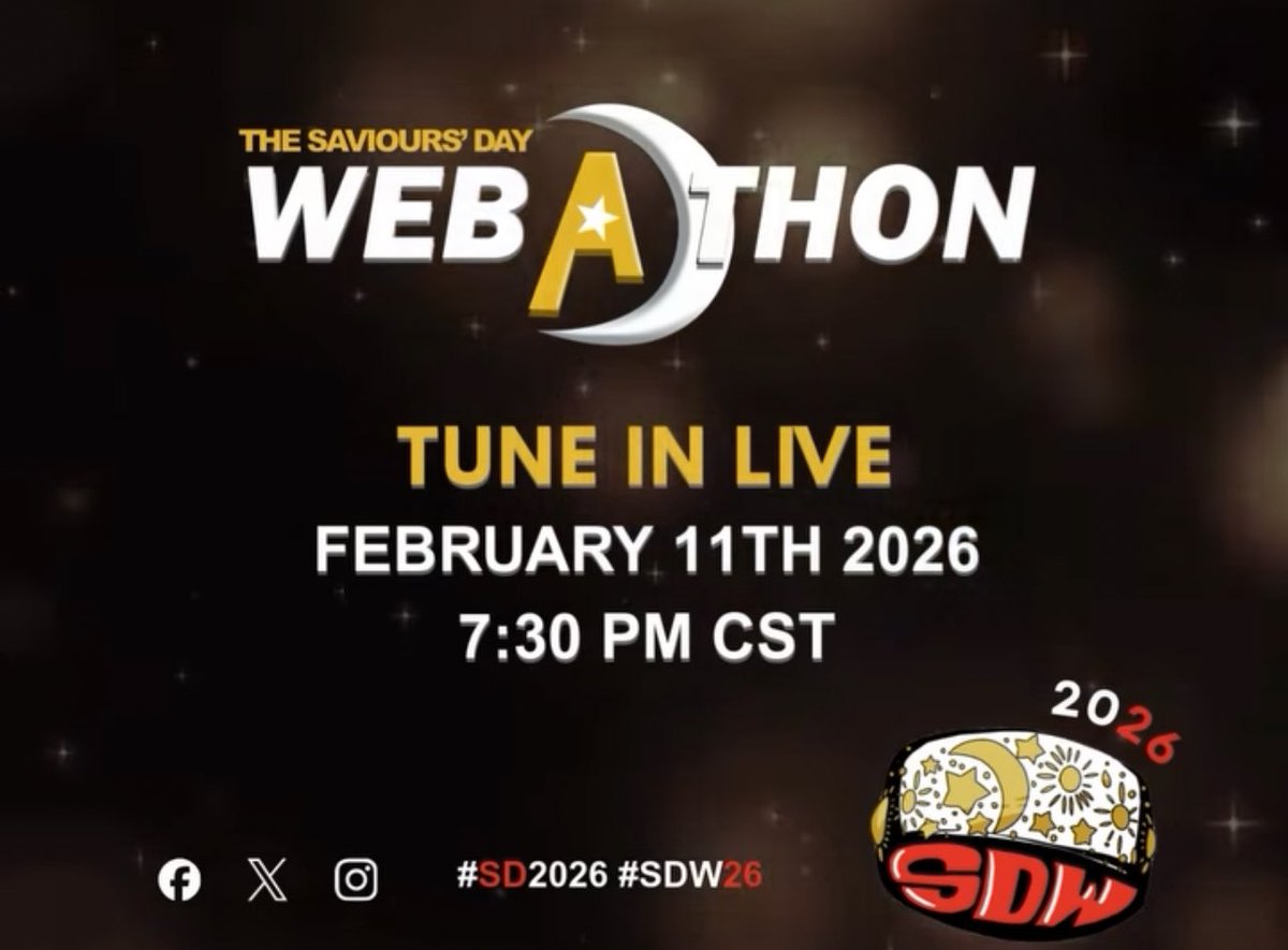It’s that time of the year again! 

📌 The 2026 Saviours’ Day Webathon, Insha’Allah, is February 11th 🎉 

💳 Donate: bit.ly/SavioursDayGift

🎥: Saviours' Day | IG page instagram.com/sdwebathon2026 

#sdwebathon2026 #SavioursDay #nationofislam #SD2026 #sdhomecoming2026 #sdw26