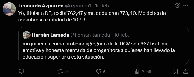 Falleció Leonardo Azparren, crítico teatral y profesor universitario.

Su último tuit fue este. Con la tasa de cambio actual, el salario quincenal de un profesor universitario en Venezuela es de $2.

Toda una generación que invirtió su vida en la educación a cambio de nada.