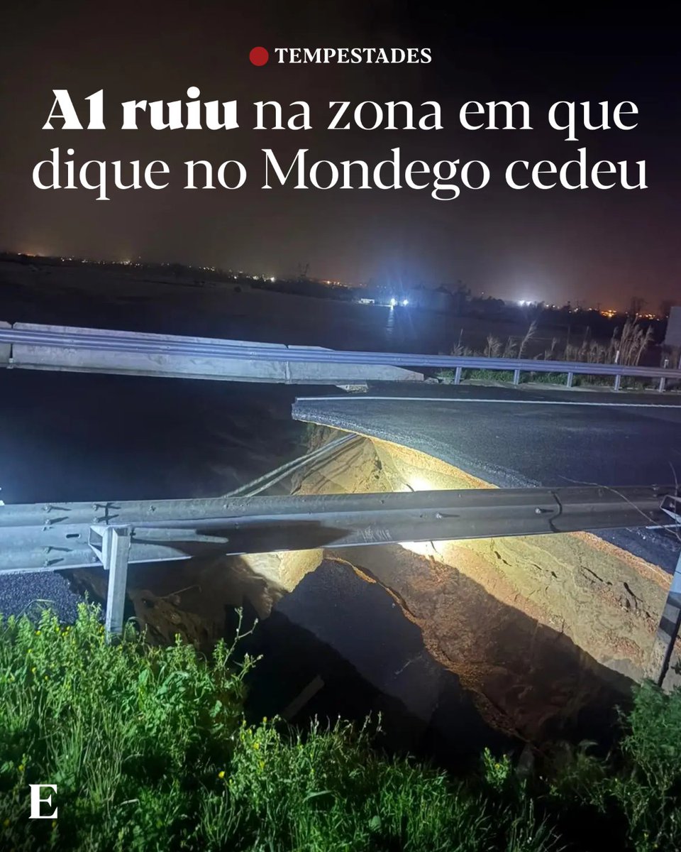 🔴 A A1 ruiu no ponto de ligação entre terra e o viaduto junto ao qual ruiu um dique, nos Casais, em Coimbra. Saiba mais: expresso.pt/sociedade/mete…