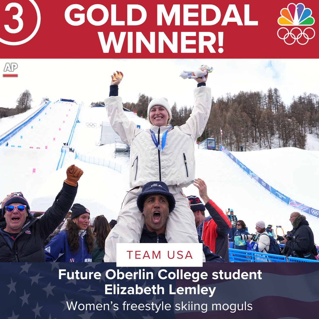 wkyc's tweet photo. "The Lizard" reigns supreme!! 🦎

Elizabeth Lemley, who is scheduled to enroll at Oberlin College this fall, took home the Olympic gold medal in women's freestyle skiing moguls. 🥇 https://t.co/pUXMSovSsA https://t.co/vUAaMEBtUi