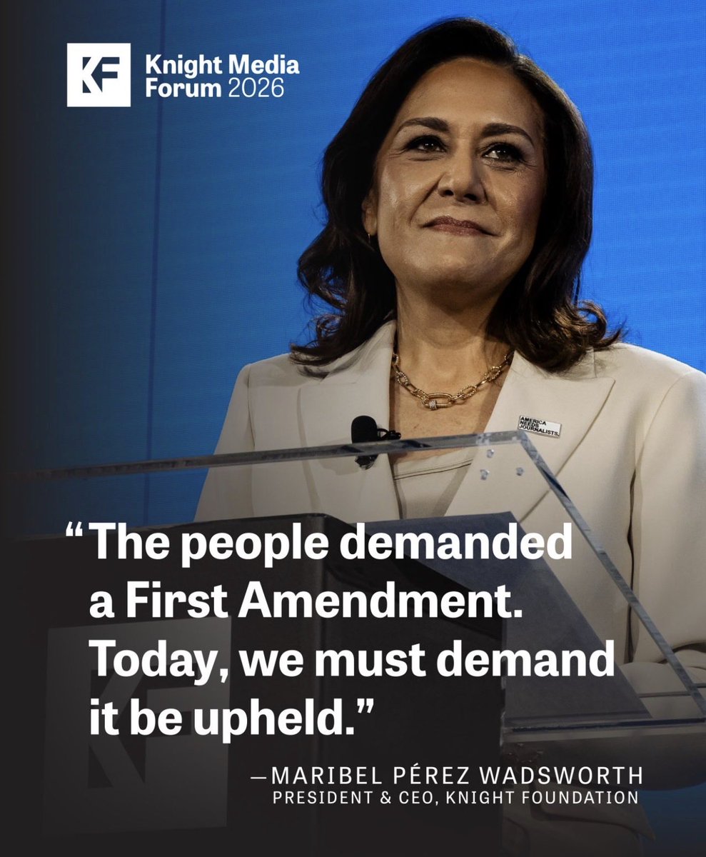 CBoomerVazquez's tweet image. “Maribel Perez Wadsworth opened Knight Media Forum with a reminder: The power rests with the people. Each of us has both the opportunity — and the responsibility — to protect and strengthen our democracy.” -@knightfdn  legacy.knightfoundation.org/events/knight-… #KMF2026 #Journalism #FreePress