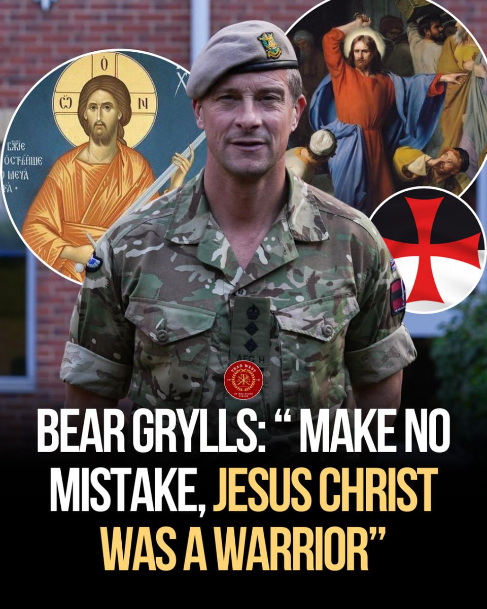 "No se equivoquen (…) Jesucristo fue un guerrero".
Bear Grylls.
"La gente piensa que Jesús era dócil y apacible. Pero mira lo que realmente hizo: 40 días en el desierto sin nada, enfrentando la tentación en su momento más débil, y luego caminando voluntariamente hacia la