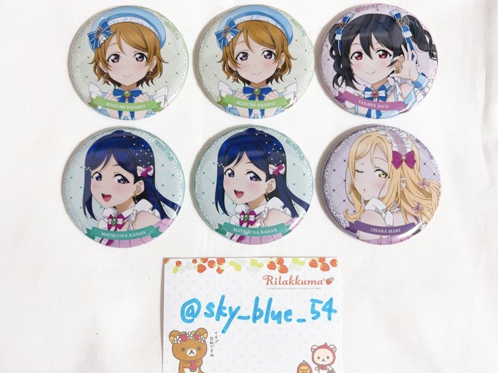sky_blue_54's tweet photo. 【交換】
ラブライブ μ's Aqours コラボ ポップアップ POP UP 缶バッジ くじ ミニアクスタ 特典 ブロマイド

譲
花陽、にこ、果南、鞠莉
絵里＆ダイヤ＆鞠莉
花陽＆花丸、にこ、花丸

求
①ことり、曜、善子
②にこ＆真姫＆曜
③にこ＆真姫＆曜、善子

郵送交換
検索からもお気軽にお声掛けください🍀 https://t.co/EZ31Omkach