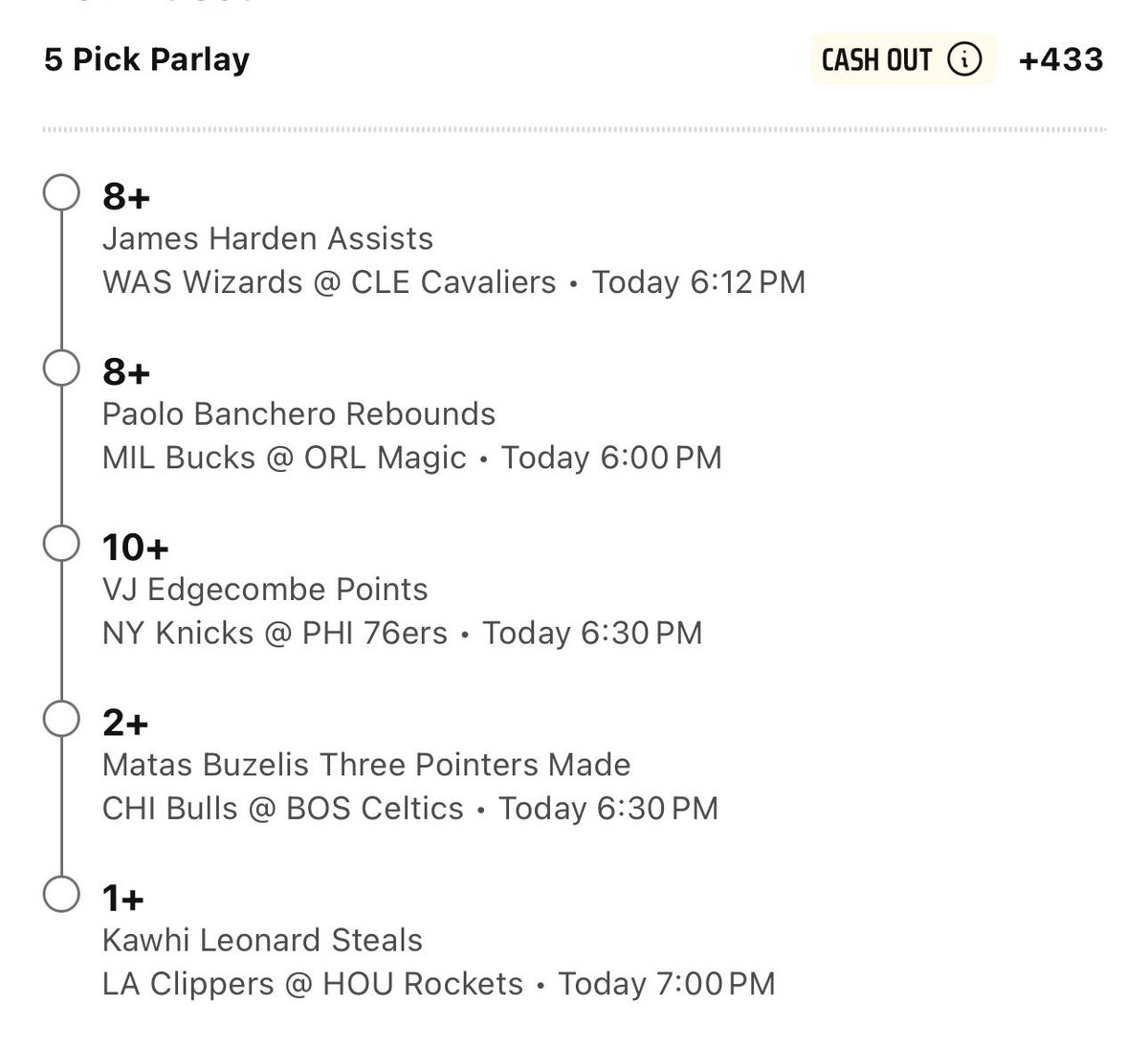 My starting 5 🏀

James Harden x Paolo Banchero x VJ Edgecombe x Matas Buzelis x Kawhi Leonard 🔥

Follow <a href="/journey2locks/">J2L 🎰</a> for more 🎯

Free <a href="/337picks/">$</a> discord: discord.gg/9jymdKPzcW

#nba #sportsbettingx #gamblingx #draftkings