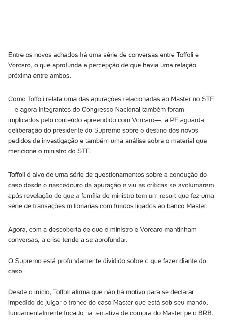 taoquei1's tweet image. Bomba 🚨 (🫩)
Toffoli que jurava nao ter problema algum em conduzir o caso master, pois era super isento... é pego em DIVERSAS conversas com Vorcaro.
O conteúdo? Ainda nao sabemos... AINDA.