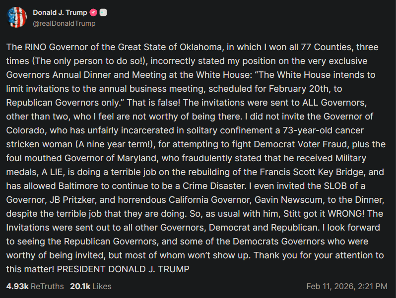 KyleClark's tweet photo. NEW: President Trump says he blocked CO Gov Polis (D) from a Governors meeting at the White House because of the Tina Peters case. Trump makes four false claims in one sentence about 1) why Peters was convicted, 2) her age, 3) her health, and 4) where she's being held in prison. https://t.co/0FKaxTw7C7