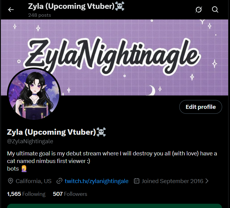 😍500 followers already  thank you for being here this early. 🖤
This is just the beginning.😍
Debut date soon… and I won’t go easy on you. 😈
#ZylaNightingale #500Strong #VTuberDebutSoon🥰