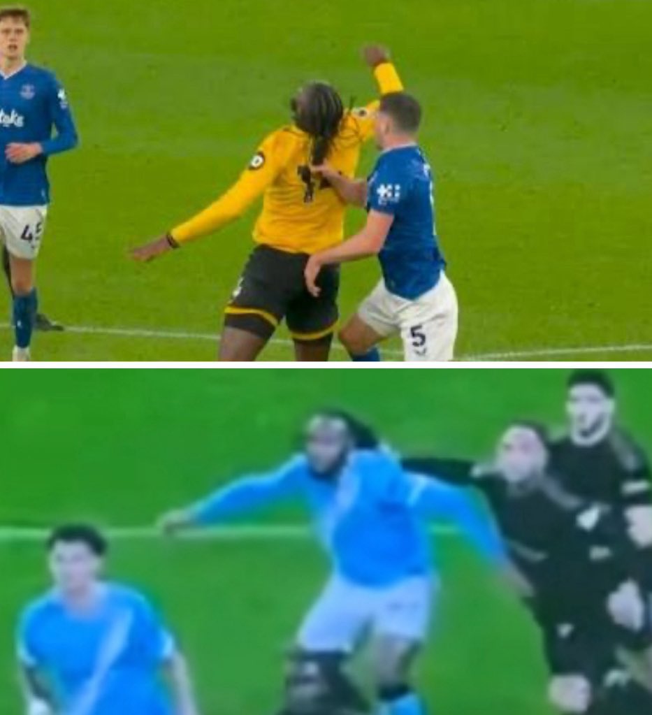 geoc1878's tweet photo. And in this week’s episode of rules that only apply to @everton… 

I give you the hair pull. https://t.co/qAQKqsYNIG