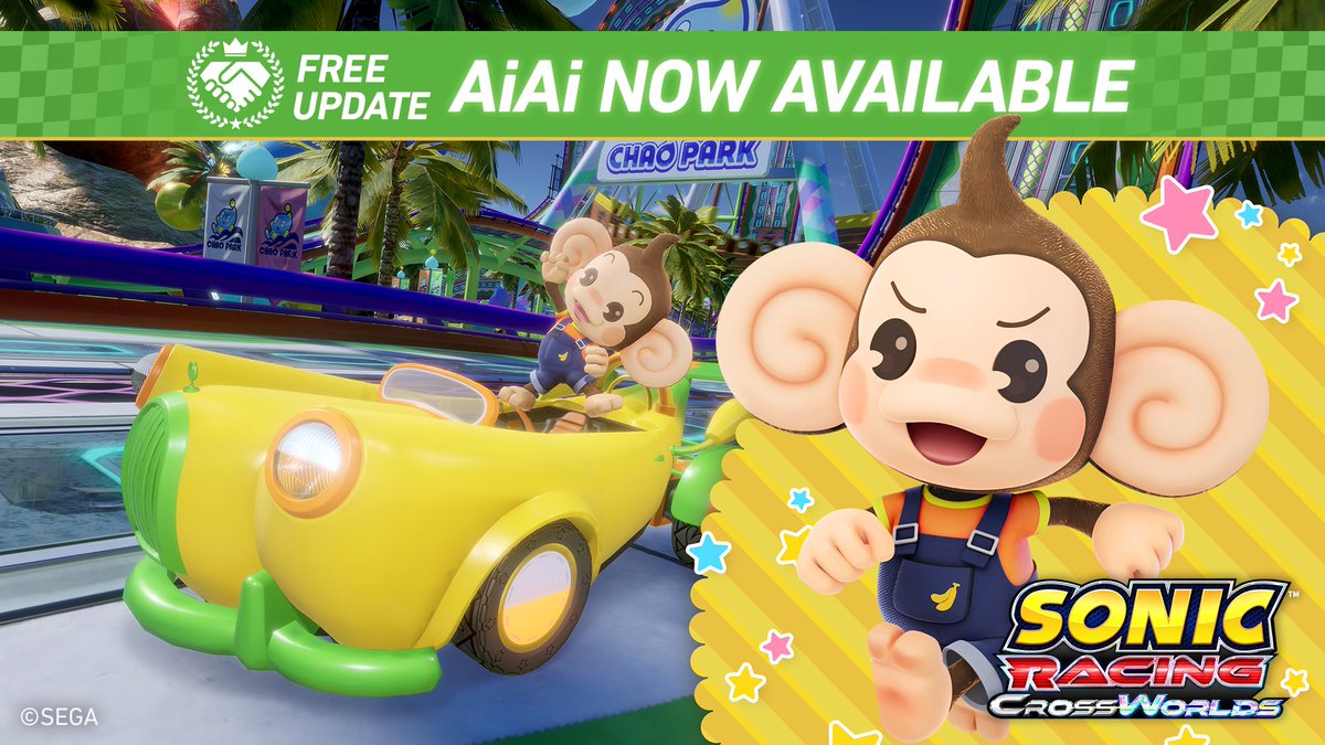 AiAi rolls into action TODAY!

Get ready to speed through obstacles in the Banana Cruiser - just make sure you don't Fall Out!

Don't miss out on the Super Monkey Ball Festival starting tomorrow!