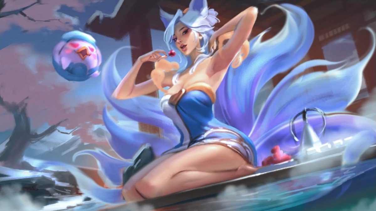 Spirit Blossom Springs Ahri Sapphire chroma CN splash art concepts by Foritis Wang.

#leagueoflegends