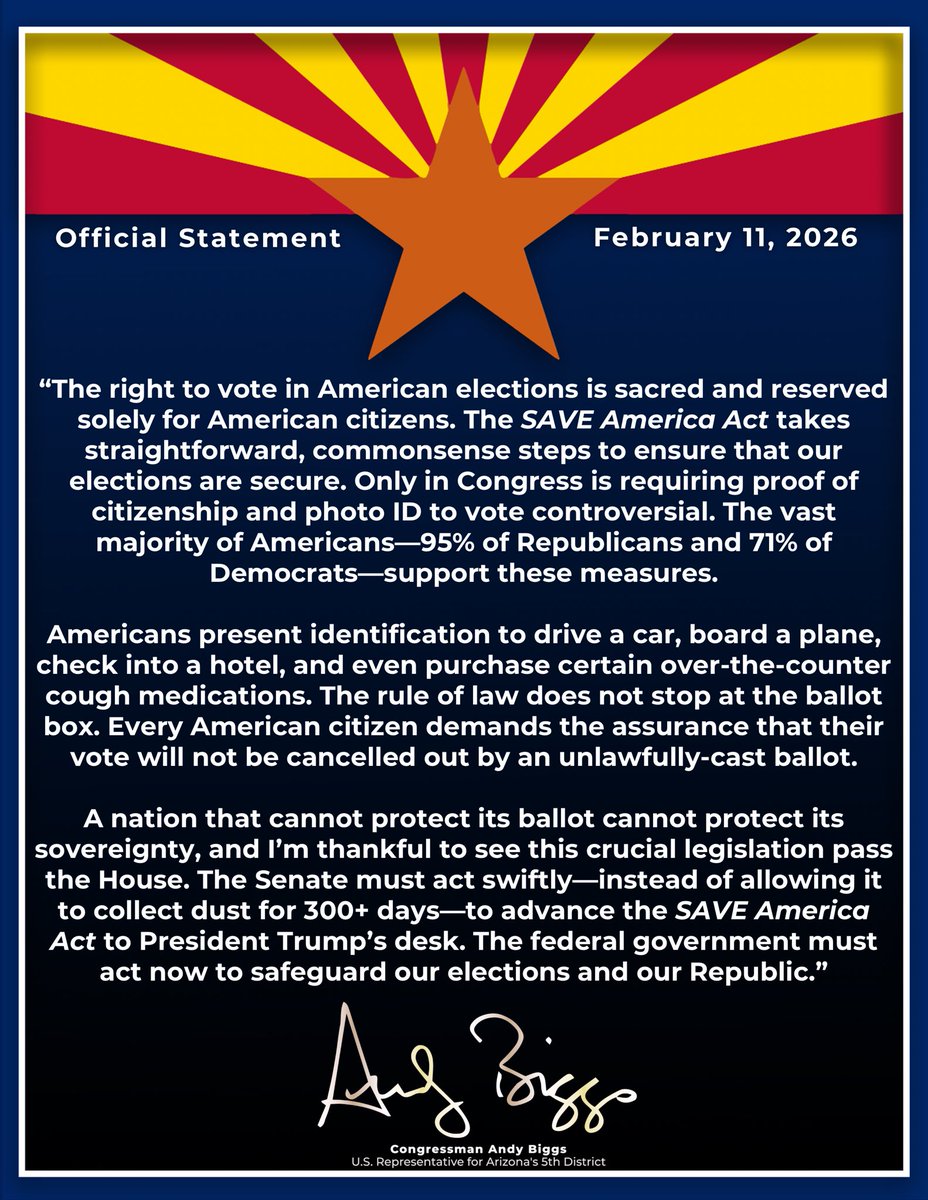 HUGE. The House just passed the SAVE America Act to safeguard our elections. 

My official statement⬇️