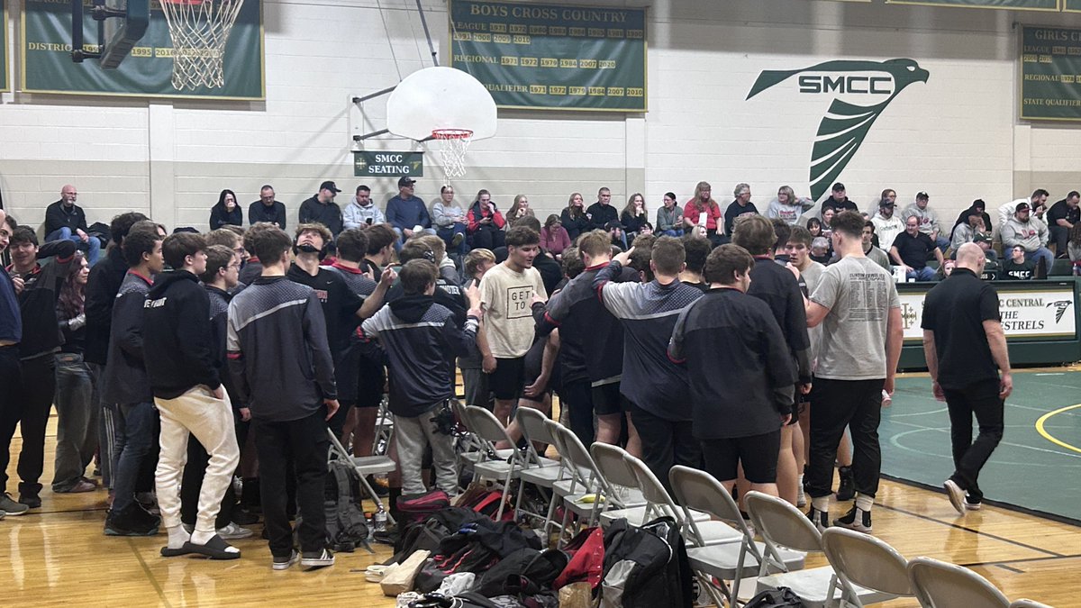 ccs_super's tweet photo. District Championship Night for Boys Varsity Wrestling! The Redwolves take on Riverview Gabriel Richard for the title. Let’s keep going — good luck fellas! Here we go! #GoRedwolves https://t.co/KDFhWO4sSm