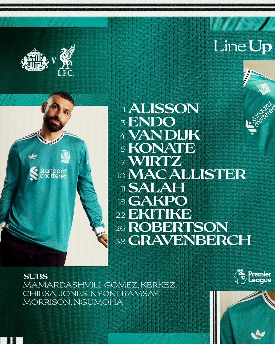 • Times escalados para Sunderland v Liverpool 

#PremierLeague 

#SUNLIV 

#WAPL