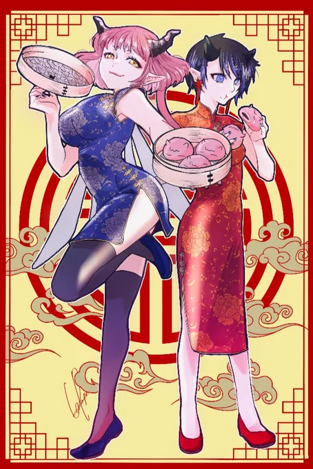 #私はこういう絵を描いています 角だったりいろいろ