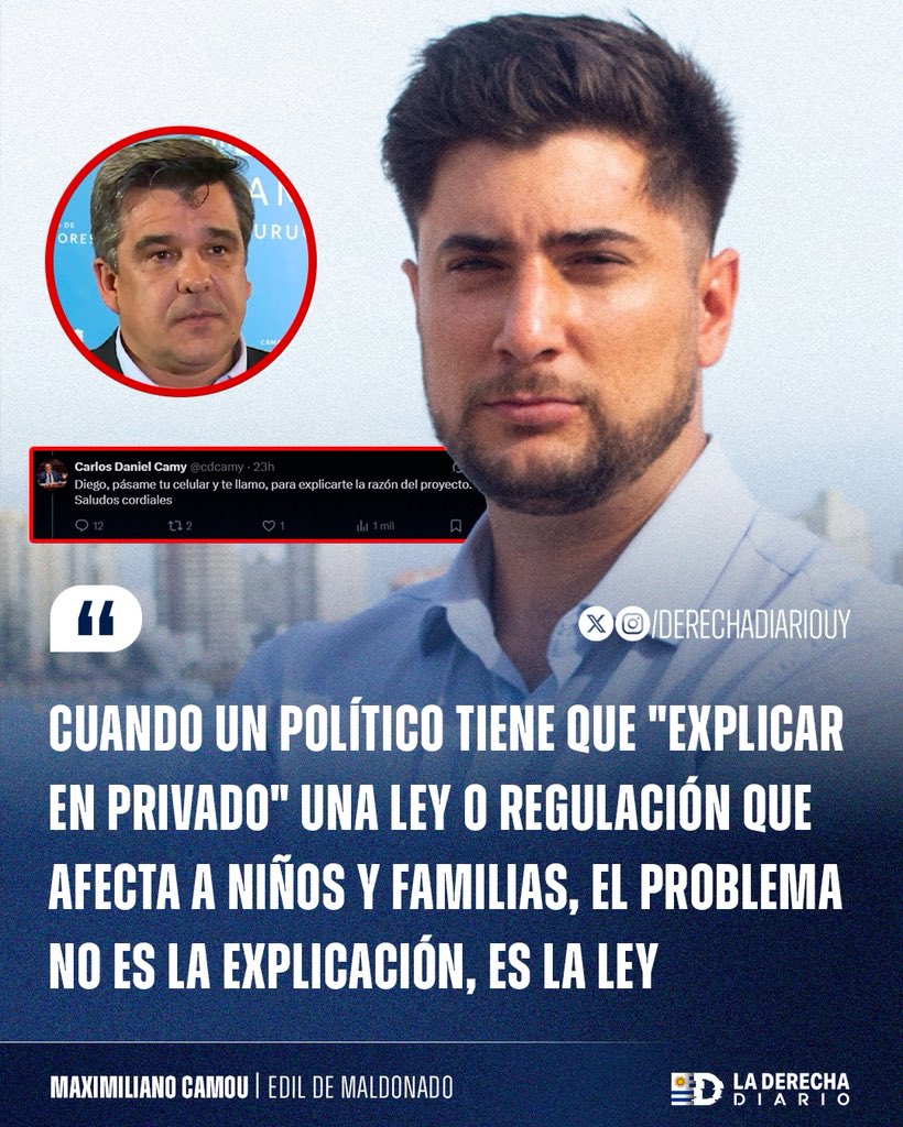 🇺🇾 | El edil de Maldonado, Maxi Camou, dejó totalmente domado al senador regulador compulsivo del Partido Nacional, Carlos Camy, que quiere regular las rifas de los viajes de fin de año.