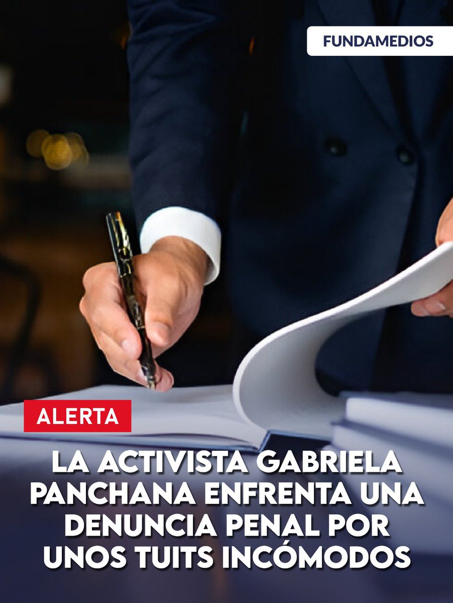 🚨 #ALERTA | La analista política, Gabriela Panchana, enfrenta una denuncia penal por presunta defraudación tributaria basada en tuits de la activista correísta Elba Camacho.

Uno de los puntos más preocupantes es que se solicita el allanamiento de su vivienda y la incautación de