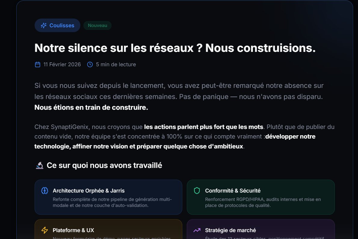 SynaptiGenix's tweet photo. Si vous nous suivez depuis le lancement, vous avez peut-être remarqué notre absence sur les réseaux sociaux ces dernières semaines. Pas de panique — nous n'avons pas disparu. Nous étions en train de construire. https://t.co/clMTMkXm2e