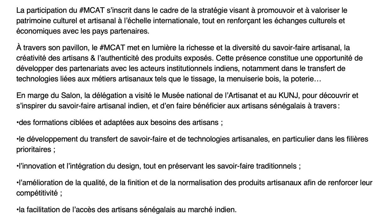 MinCult_Tourism's tweet photo. 3/4 ...dédiés à l’#Artisanat, qui réunit chaque année + de 40 pays, pays, des milliers d’artisans, de professionnels &amp; de visiteurs venus du monde entier.
@APDA_SEN @dirartisanat #UNCM #artisanat https://t.co/JETbR4VCqj