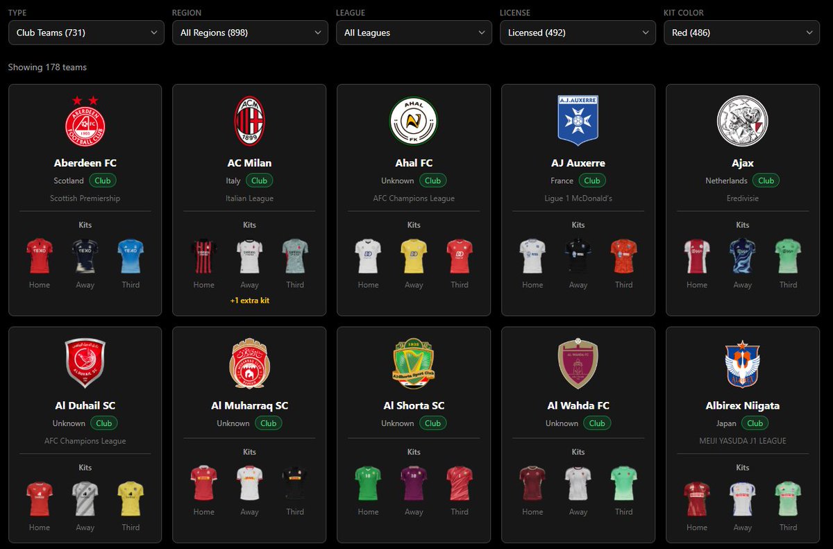 efootball_run's tweet photo. [Updated] eFootball all teams and uniforms, including colour filter and 4th kits, enjoy! https://t.co/px034DxPnP