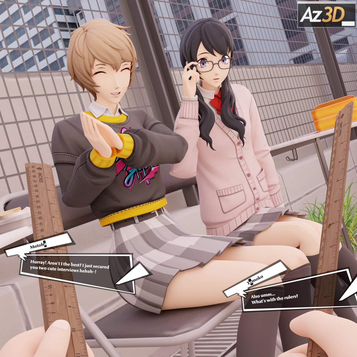 Az3D_'s tweet photo. Described Desires (1-4/13)
⚾️Motoha Arai &amp; 👓Tomoko Noge | Persona 5: The Phantom X https://t.co/LjZVAtlras