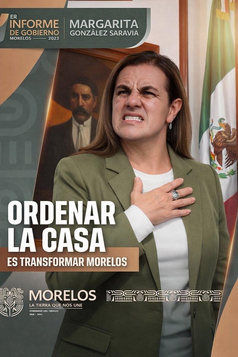 La gobernadora <a href="/margarita_gs/">Margarita González Saravia</a> insiste en que está “ordenando la casa”.
Pero para ordenar, primero hay que saber limpiar. Y en Morelos no se ve orden,se ve continuidad,no se ven cambios, se ve protección. No se ve liderazgo firme, se ve administración de pobrezas.
#OrdenarLaCasa👇
