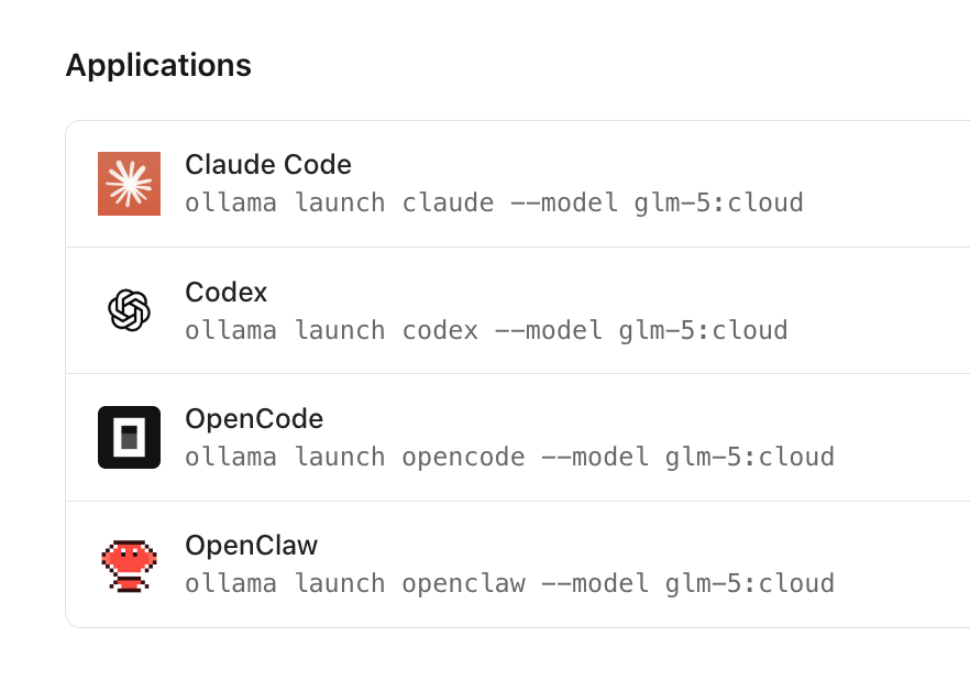 Launch commands list