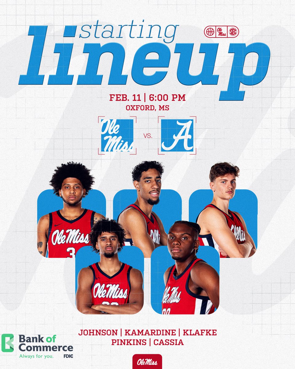 OleMissMBB's tweet photo. STARTERS‼️

#HottyToddy x #Culture https://t.co/e140FYkomB