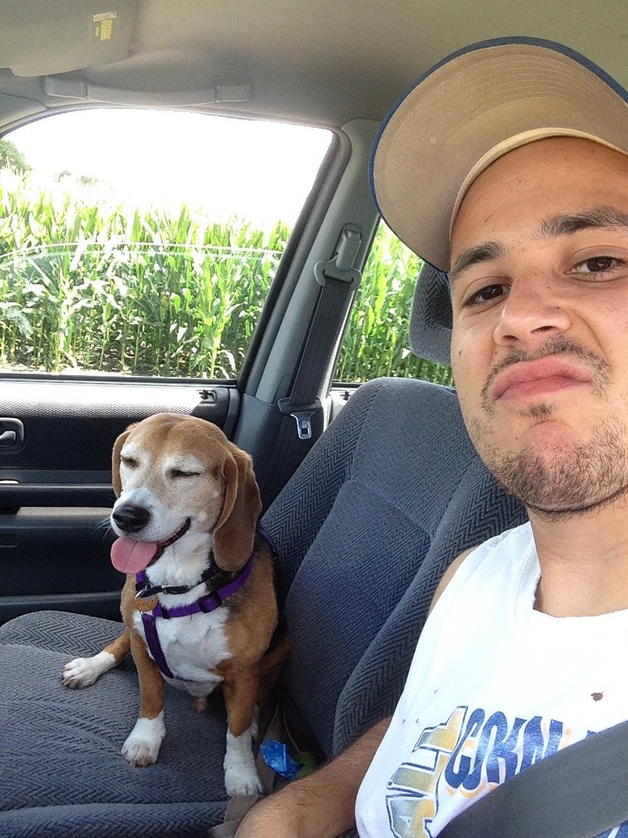 jaredgbay's tweet photo. @wormymcwormersn Heres me and the dog one summer. He was mean muggin for a solid min then i snap this and he gave me this face https://t.co/IRxhYOeqys