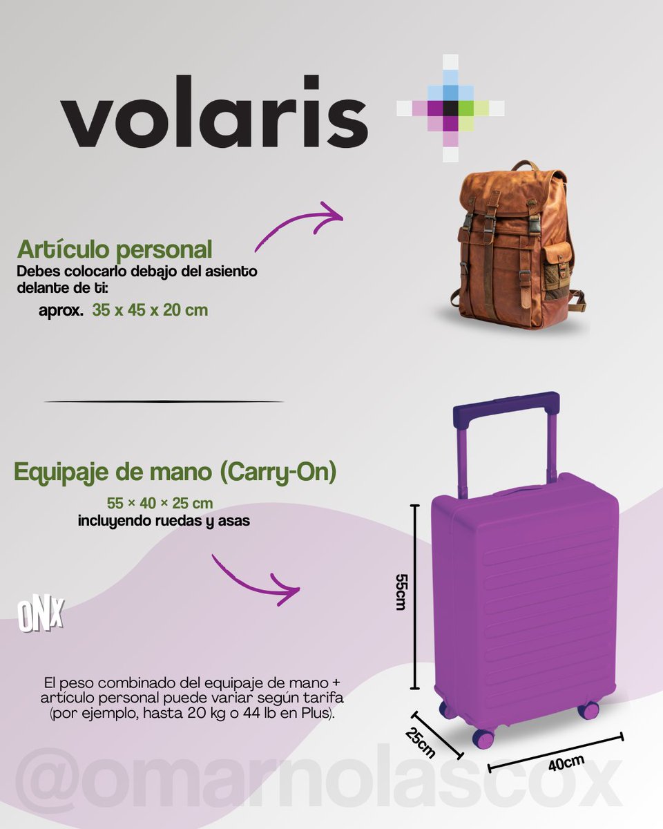 omarnolascox's tweet photo. Medidas de equipaje de mano y artículo personal de aerolineas mexicanas. Si quieres que te ayude a planear tu viaje, mándame mensaje. (Viajes personalizados y grupales)
📍 Ig / TikTok: @omarnolascox
✈️ WhatsApp: https://t.co/ZzE1UE1Xgn #equipajedemano #carryon #viajeros https://t.co/ejuSA29i8D