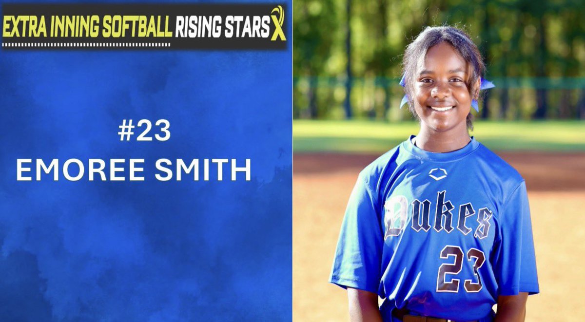EmoreeSmith's tweet photo. Blessed to be recognized as an @ExtraInningSB Rising Star!
Thankful for the recognition and grateful for my coaches, teammates, and family who push me every day. 💪🥎 #RisingStars #LadyDukes #TrustTheProcess #GrindSeason @DukesFlowers https://t.co/JQ42f1mdZ9