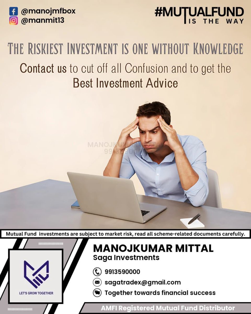 manmit13's tweet photo. Markets down? 📉 Smart investors see opportunities, not obstacles! Invest wisely with expert guidance and turn market dips into future gains. Let’s navigate the ups & downs together and make investing a rewarding journey! 🚀 #sip #mutualfunds #fallingmarket #bearmarket https://t.co/lJh2U3EJeo