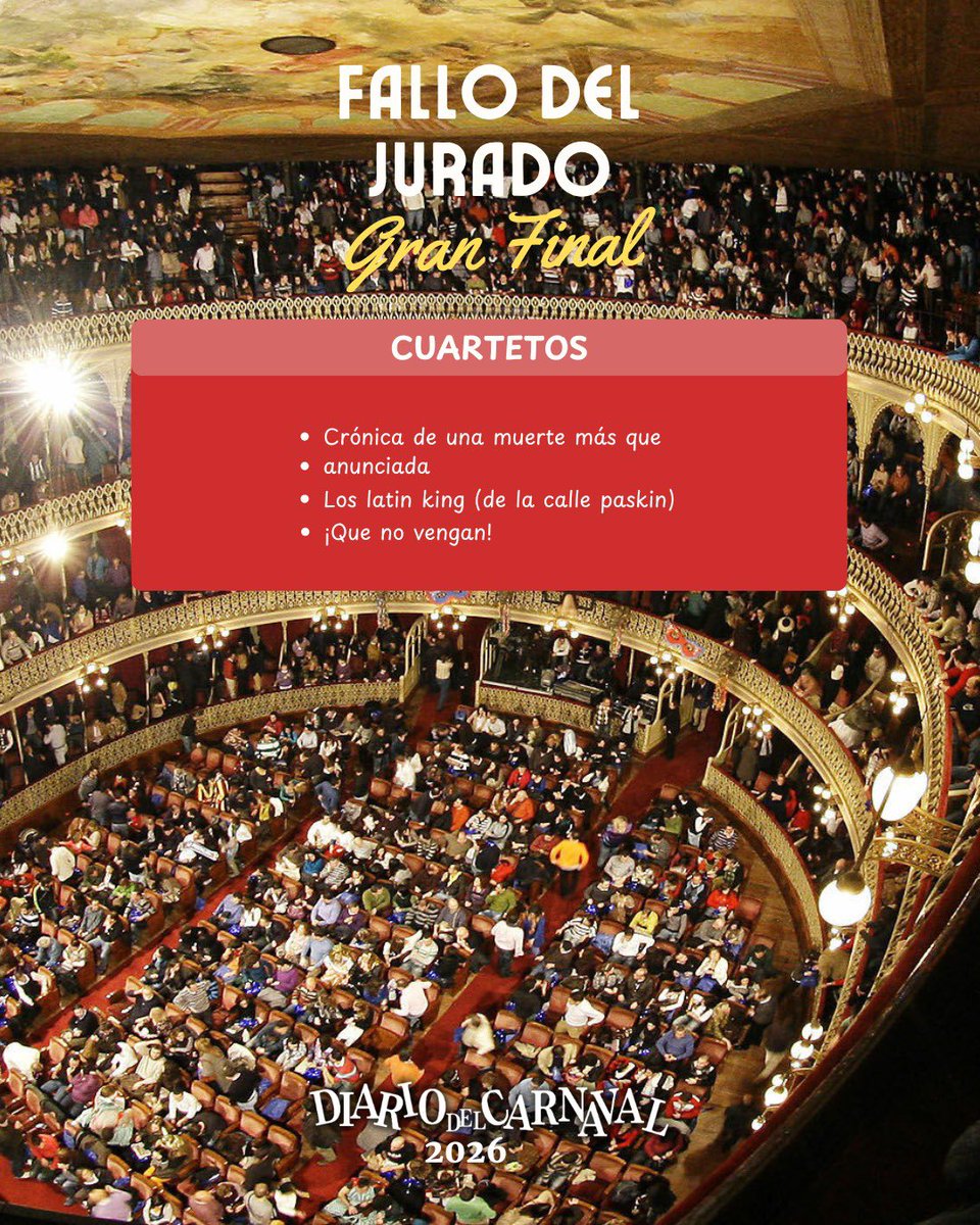🔪 Tras el fallo del jurado, conocemos las agrupaciones que pasan a la Gran Final del #COAC2026 

#COAC2026S4