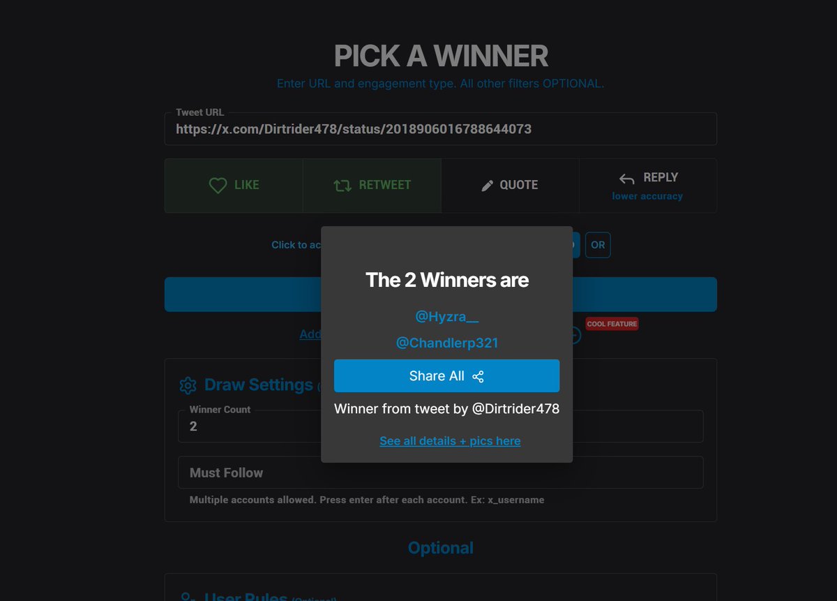 Congrats <a href="/Hyzra__/">Ryan West</a>  and <a href="/Chandlerp321/">Chandler</a> on winning the free AK. Shoot me a message to claim it!