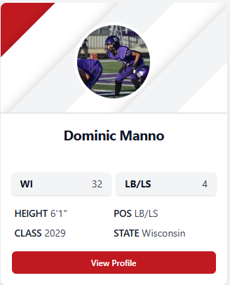 Manno_Dominic's tweet photo. Grateful to be ranked as the 4th LB and 32nd overall in the class of 2029. Thank you @MJ_NFLDraft and @PrepRedzoneWI for the ranking. A lot of work left to do!
@WHSWarriorsFB https://t.co/hTKlJOfYWY