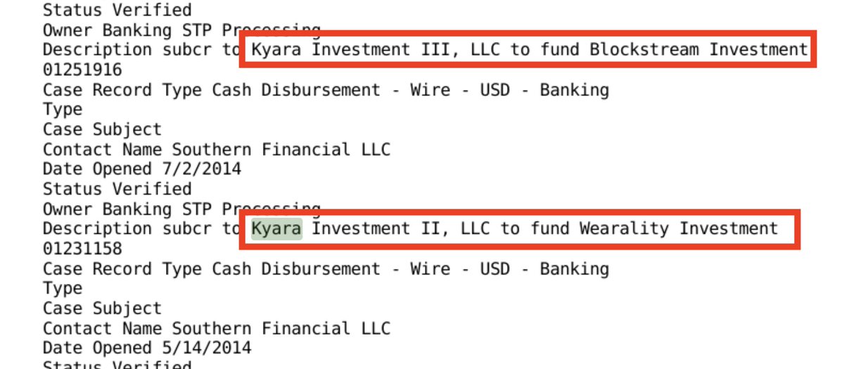 Cryptadamist's tweet photo. 2/ small mistake: Blockstream was Kyara III
apparently Kyara Investment II was "not with Joi"... maybe it was Epstein solo or w/ Brock Pierce?
either way the money that went to Kyara II went to something called #Wearality Investments from <REDACTED>, address in Cambridge https://t.co/WObQMLmDv8