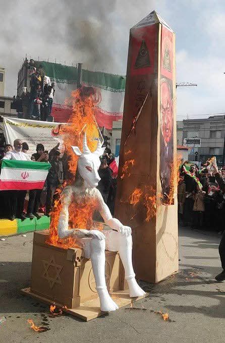 🇮🇱🇺🇸🇮🇷 - Statues and images of the Zionist deity Baal were burned across Iran today.