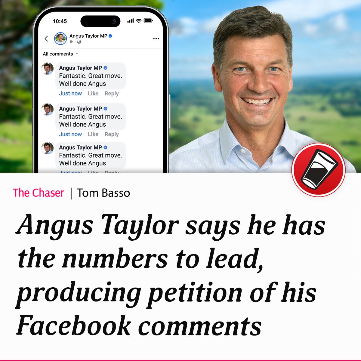 chaser's tweet photo. Fantastic. Great move. Well done Angus https://t.co/UCdKuNHldb
