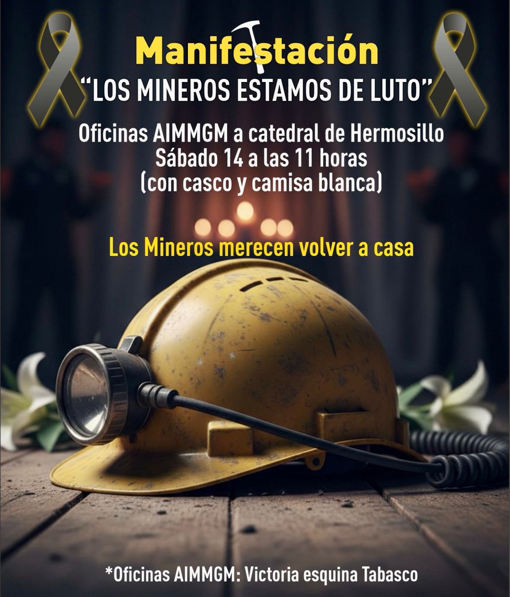 azucenau's tweet photo. 🚨La comunidad minera se moviliza en memoria de sus compañeros en Sinaloa y de todas las personas desaparecidas. 

Organizaciones del sector convocan a marchas pacíficas este sábado para exigir verdad, justicia y el regreso a casa de quienes faltan.

Las movilizaciones serán en Zacatecas, Chihuahua y Hermosillo.