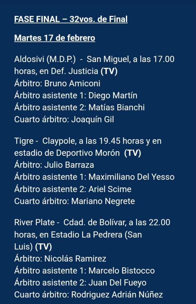 ARBITROS .COPA ARGENTINA .BARRAZA no había hecho la gira de despedida como LOS CHALCHALEROS y ahora sigue ?