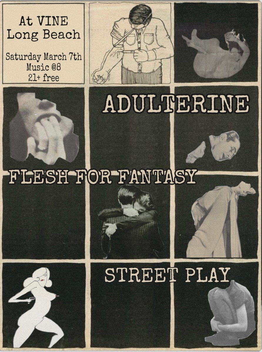streetplayy's tweet photo. Playing at Vine Long Beach on March 7th accompanied by sick bands Adulterine and Flesh for Fantasy . Gonna be a fun one. 21+ // FREE 🖤 https://t.co/uTzmumzI4r