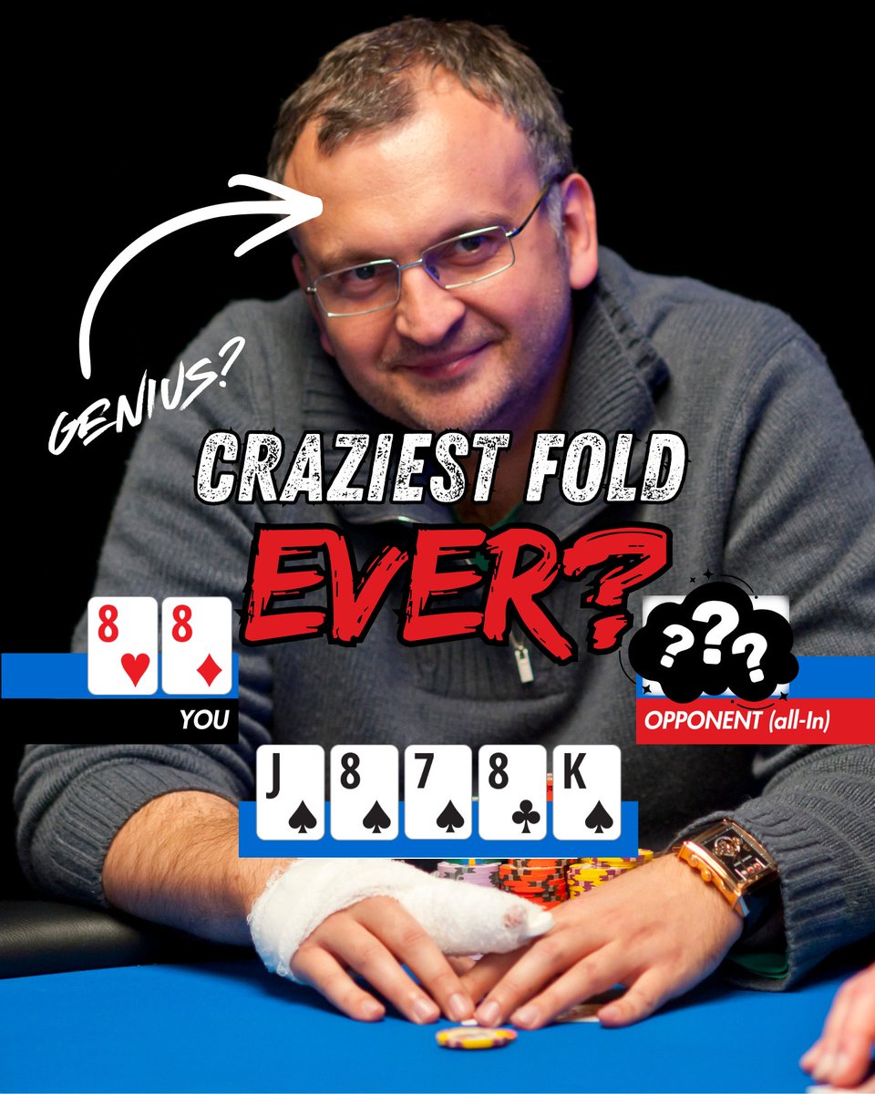 It's the 2012 $1m buy-in Big One for One Drop. You bet the river with quad eights and get shoved on. Do you ever fold?🤯

More details👇