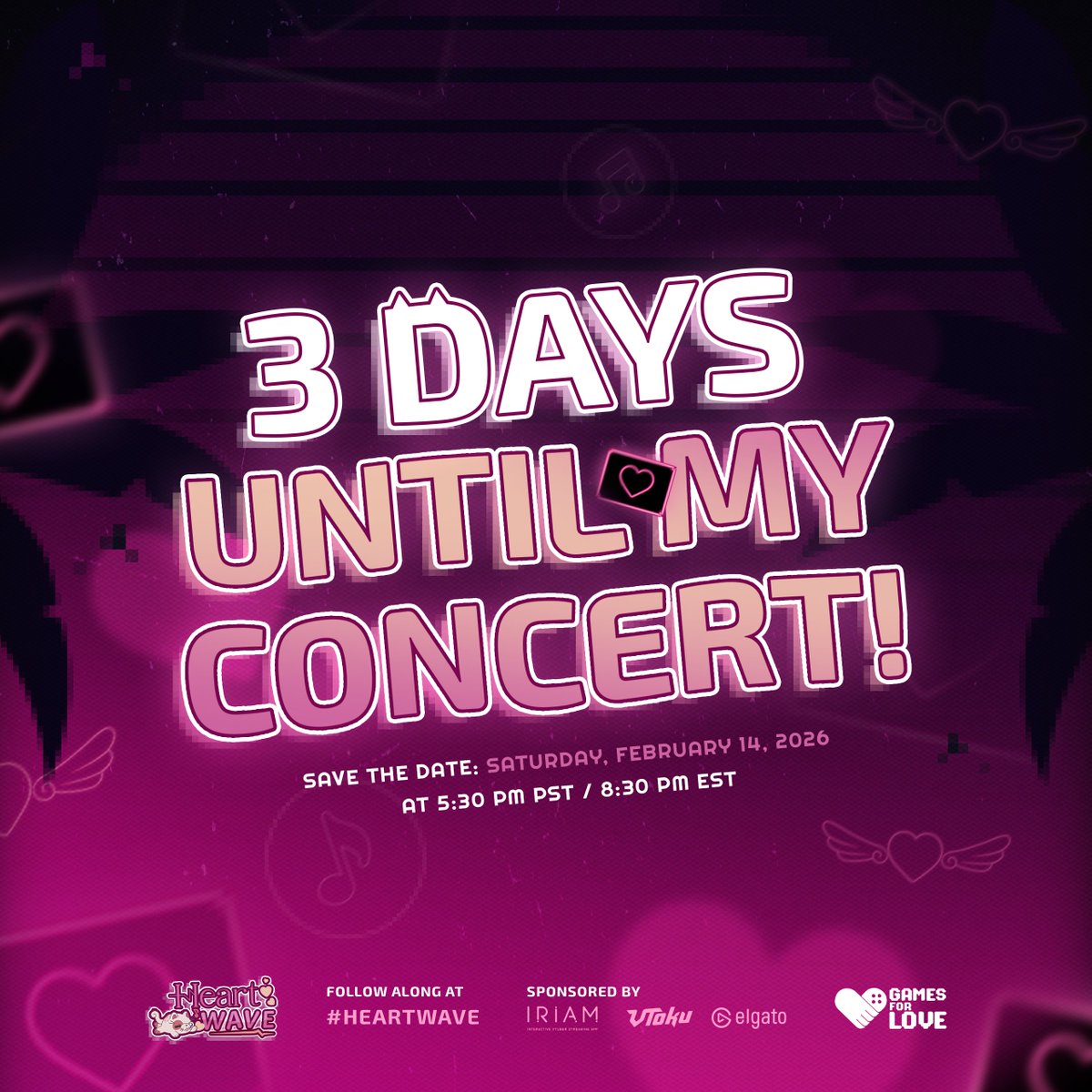 Can you believe #HeartWAVE festival is THREE DAYS AWAY!? ❤️

I am so excited and nervous. I hope you like everything I've worked so hard on! Save the date and help raise money for #gamesforloveorg

If you want to stream a watchalong to support, check out the guidelines below!