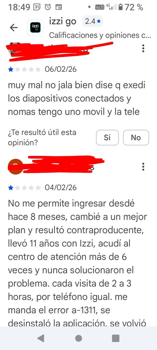 MikeAtomicAnt's tweet photo. Oye @izzi_mx pues resulta que la app de IzziGo, simplemente no funciona (aunque la instales y desinstales) simplemente no deja ni ingresar.... Soy el único cliente igual.... No te dejo reseñas del playstore y prueba de video de lo que menciono. Ojo ahí @Profeco @AtencionProfeco https://t.co/KPirCelDW6